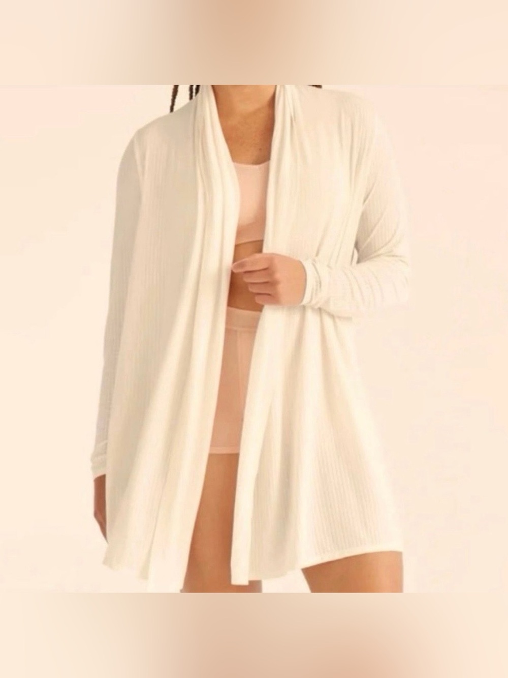 KNIX Lounge Sleep Wear Rib Knit Modal Open Front Robe XXL